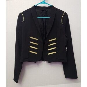 Allen B by Allen Schwartz Women's Military Band Black Cropped Jacket- Large NWT